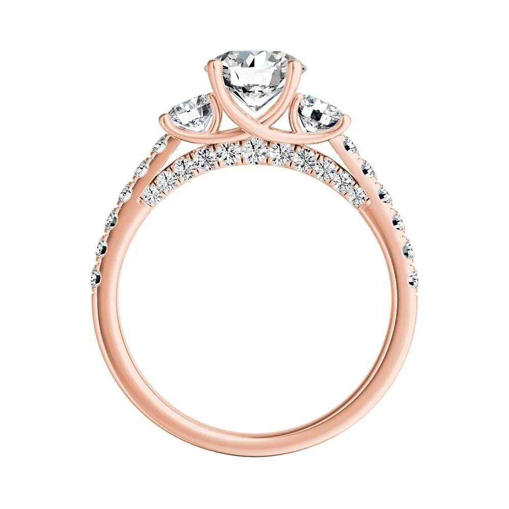 Auriya 3-Stone 3/4ct Round Moissanite and 7/8ct Diamond Engagement Ring 14K Gold sold by Zulily product image thumbnail 5