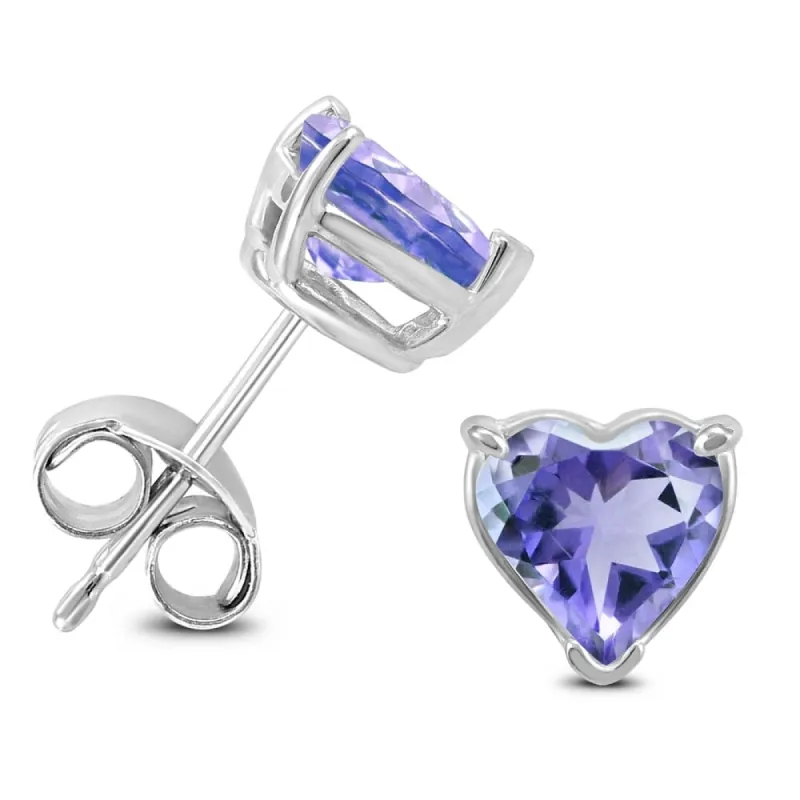 14K White Gold 4MM Heart Tanzanite Earrings made by Zulily