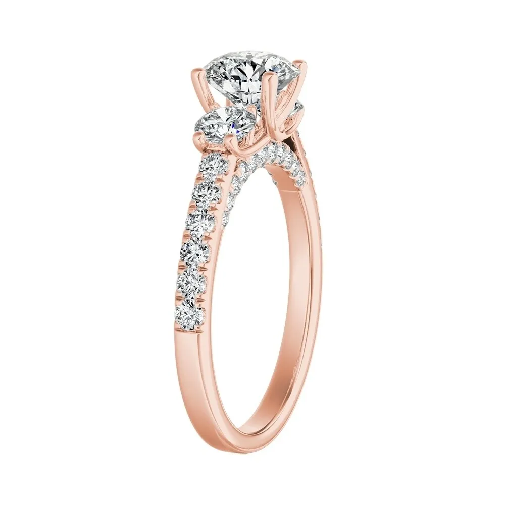 Auriya 3-Stone 3/4ct Round Moissanite and 7/8ct Diamond Engagement Ring 14K Gold sold by Zulily product image thumbnail 4