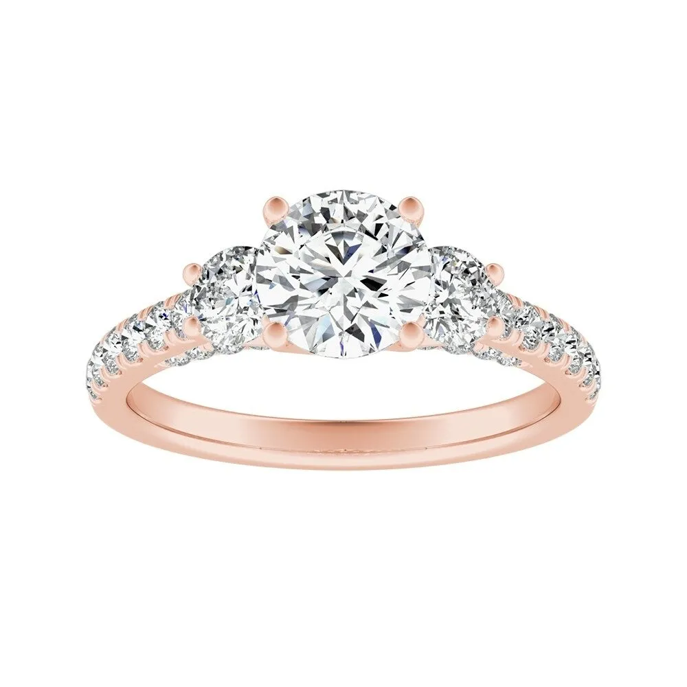 Auriya 3-Stone 3/4ct Round Moissanite and 7/8ct Diamond Engagement Ring 14K Gold sold by Zulily