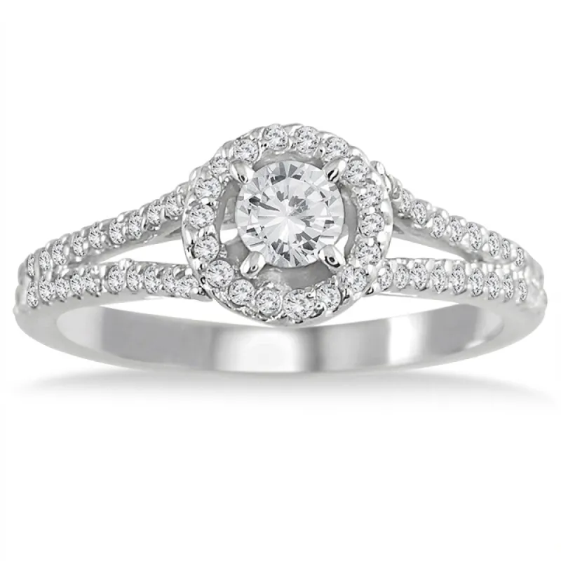 1/2 Carat TW White Diamond Engagement Ring in 10K White Gold sold by Zulily