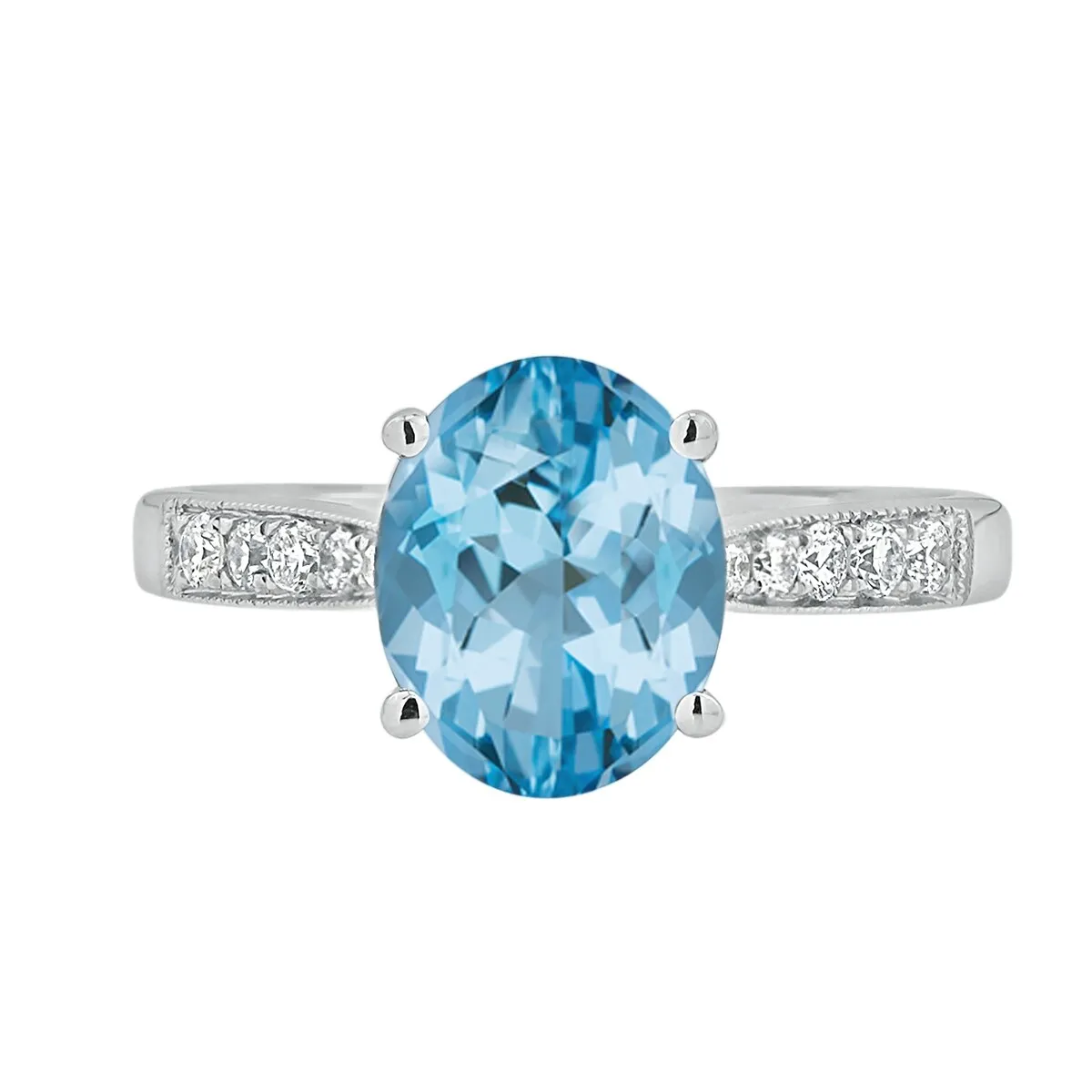 Auriya 3 1/3ct Fancy Oval Sky Blue Topaz and Diamond Engagement Ring 1/4ctw 14k Gold sold by Zulily product image thumbnail 2