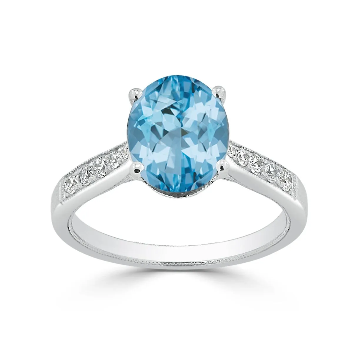 Auriya 3 1/3ct Fancy Oval Sky Blue Topaz and Diamond Engagement Ring 1/4ctw 14k Gold sold by Zulily product image thumbnail 3