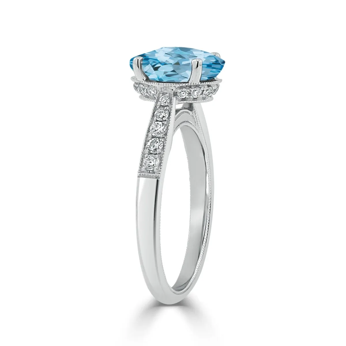 Auriya 3 1/3ct Fancy Oval Sky Blue Topaz and Diamond Engagement Ring 1/4ctw 14k Gold sold by Zulily product image thumbnail 4