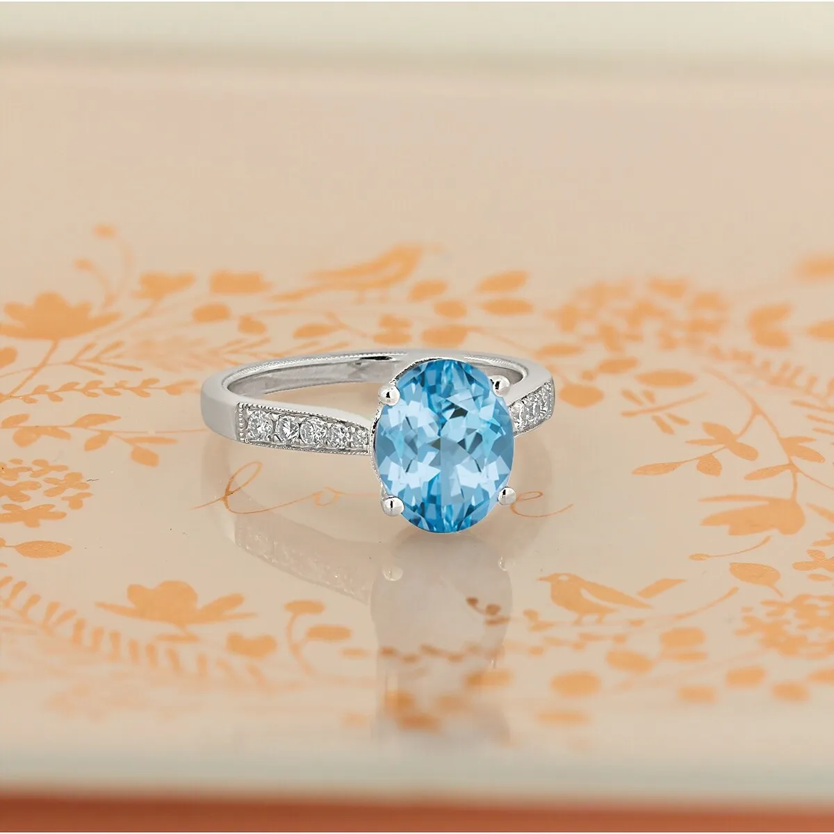 Auriya 3 1/3ct Fancy Oval Sky Blue Topaz and Diamond Engagement Ring 1/4ctw 14k Gold sold by Zulily