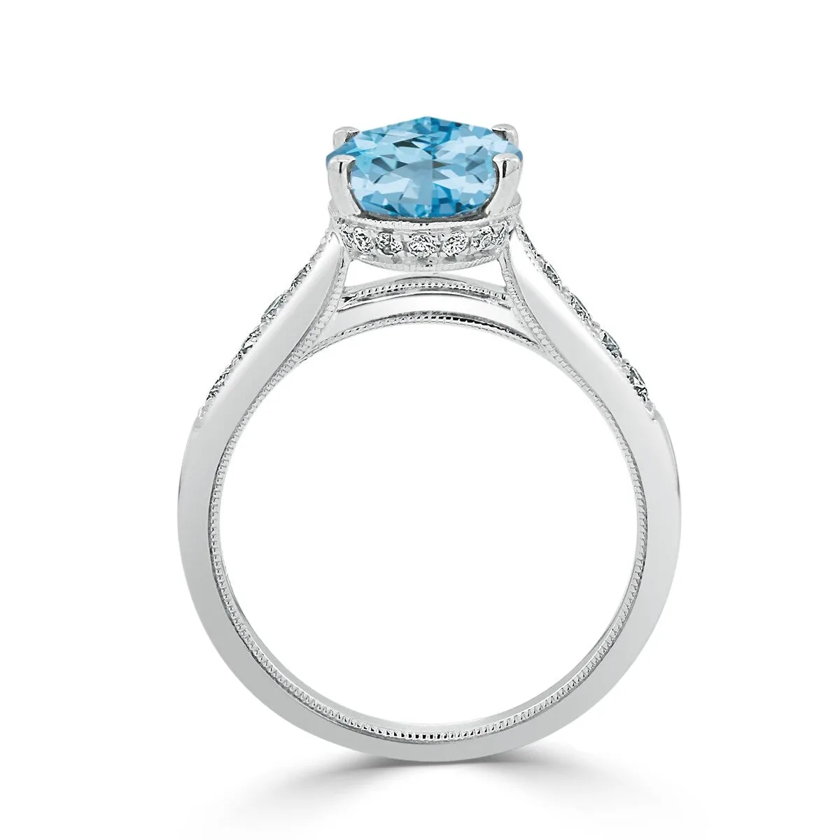 Auriya 3 1/3ct Fancy Oval Sky Blue Topaz and Diamond Engagement Ring 1/4ctw 14k Gold sold by Zulily product image thumbnail 5