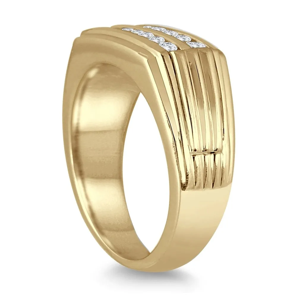 1/2 Carat TW Diamond Men's Double Row Channel Set Ring in 10K Yellow Gold sold by Zulily product image thumbnail 2