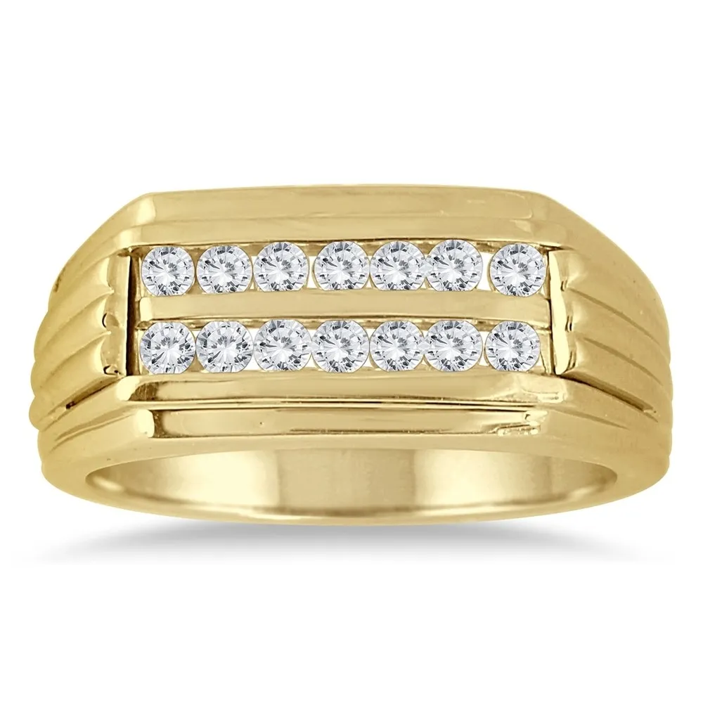 1/2 Carat TW Diamond Men's Double Row Channel Set Ring in 10K Yellow Gold sold by Zulily