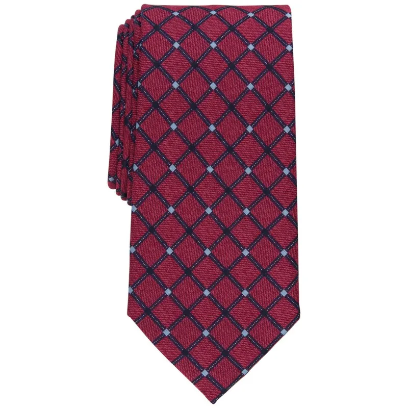 Club Room Men's Stanton Grid Tie Red Size Regular sold by Zulily