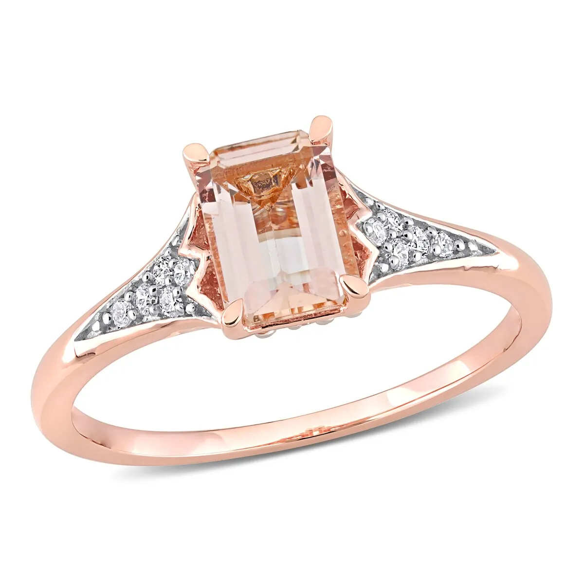 Miadora 10k Rose Gold Octagon-cut Morganite and 1/10ct TDW Diamond Ring sold by Zulily