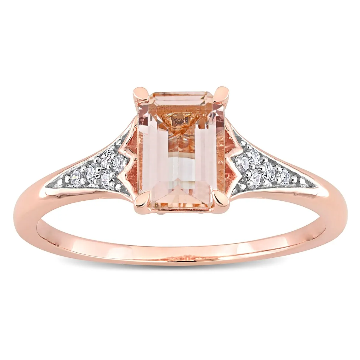 Miadora 10k Rose Gold Octagon-cut Morganite and 1/10ct TDW Diamond Ring sold by Zulily product image thumbnail 2