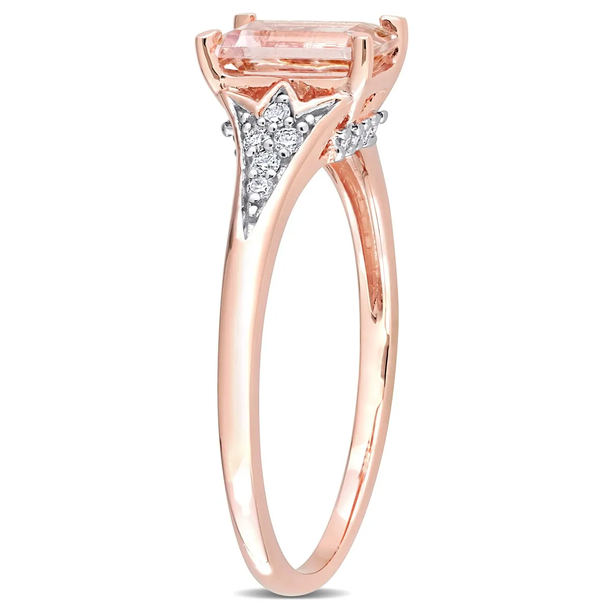 Miadora 10k Rose Gold Octagon-cut Morganite and 1/10ct TDW Diamond Ring sold by Zulily product image thumbnail 3