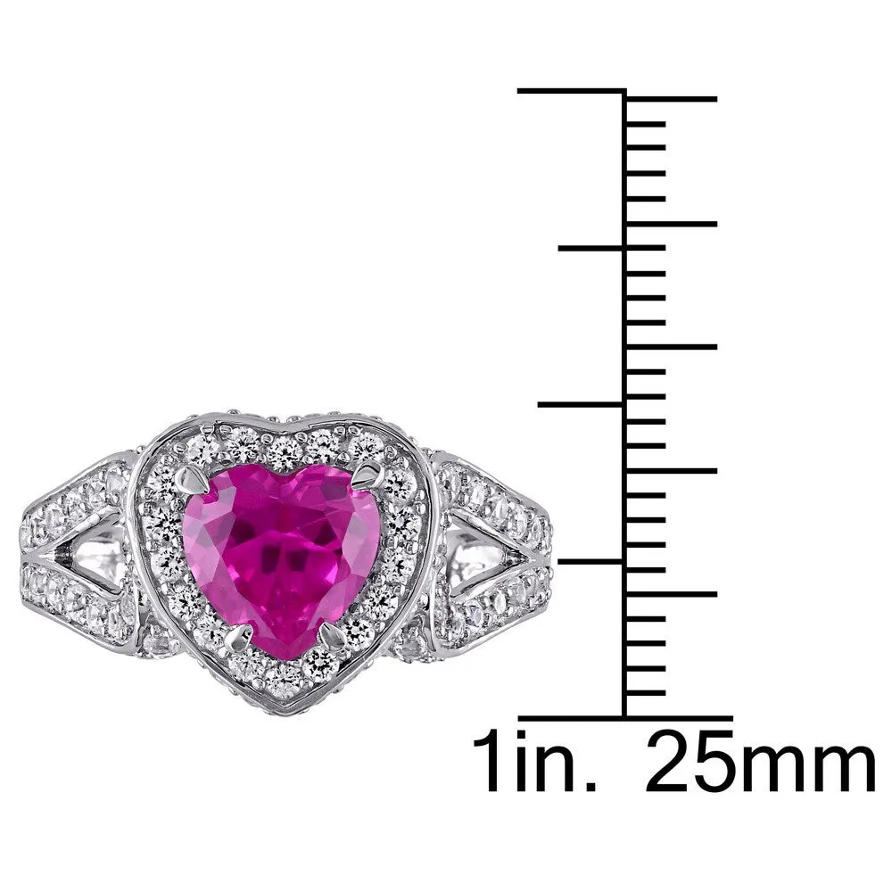 Miadora Sterling Silver Created Pink and White Sapphire Heart Ring sold by Zulily product image thumbnail 3