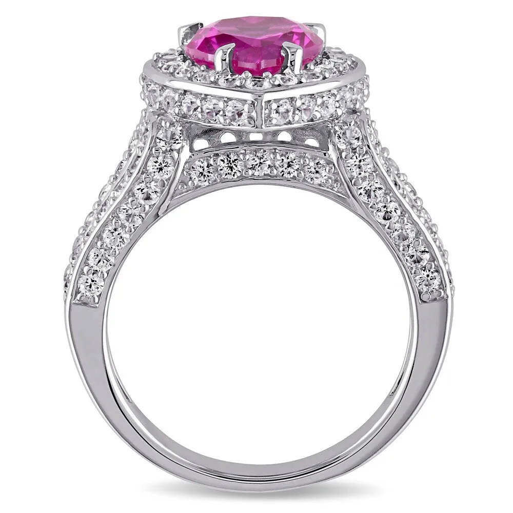 Miadora Sterling Silver Created Pink and White Sapphire Heart Ring sold by Zulily product image thumbnail 5