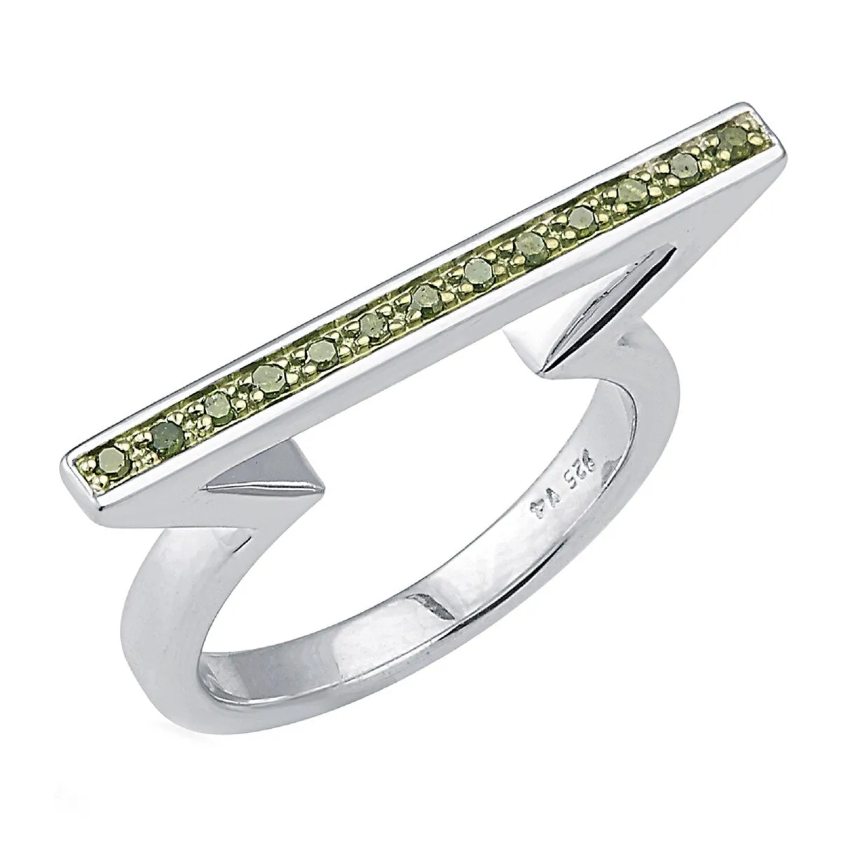 Sterling Silver with Genuine Green Diamond Bar Ring sold by Zulily product image thumbnail 2