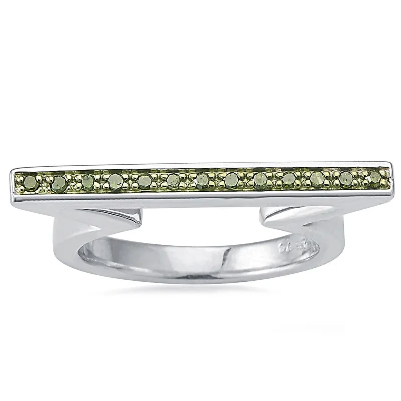 Sterling Silver with Genuine Green Diamond Bar Ring sold by Zulily