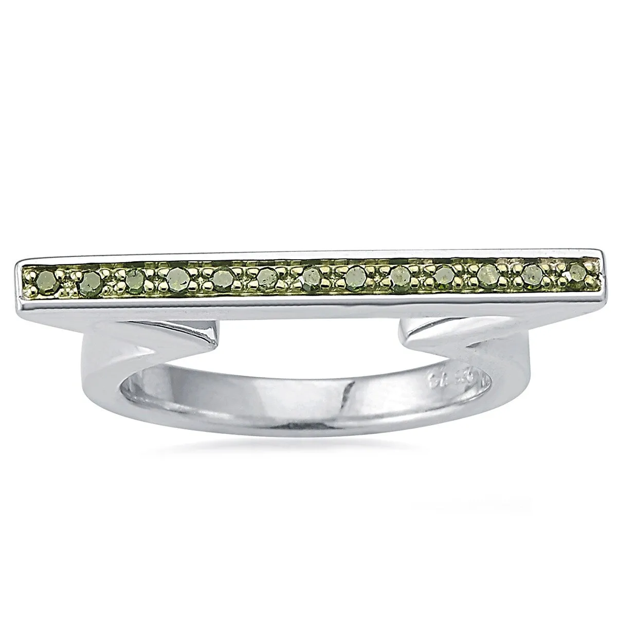Sterling Silver with Genuine Green Diamond Bar Ring sold by Zulily