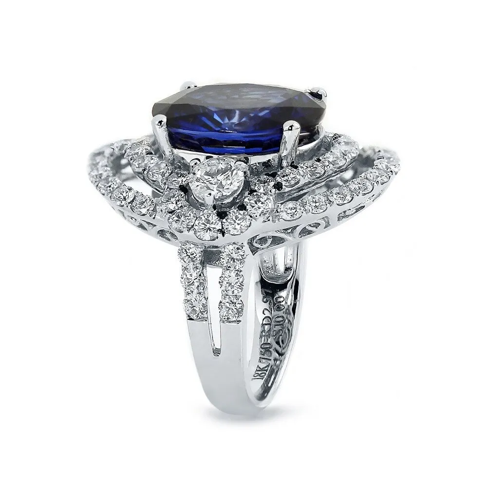 Auriya Unique 10ct Royal Blue Sapphire 3ctw Halo Diamond Engagement Ring 18k Gold sold by Zulily product image thumbnail 3