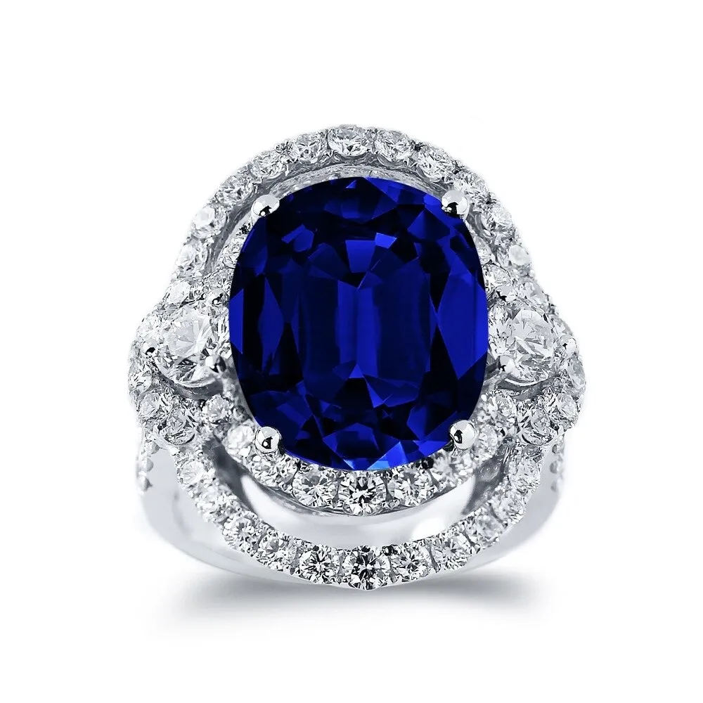 Auriya Unique 10ct Royal Blue Sapphire 3ctw Halo Diamond Engagement Ring 18k Gold sold by Zulily product image thumbnail 2