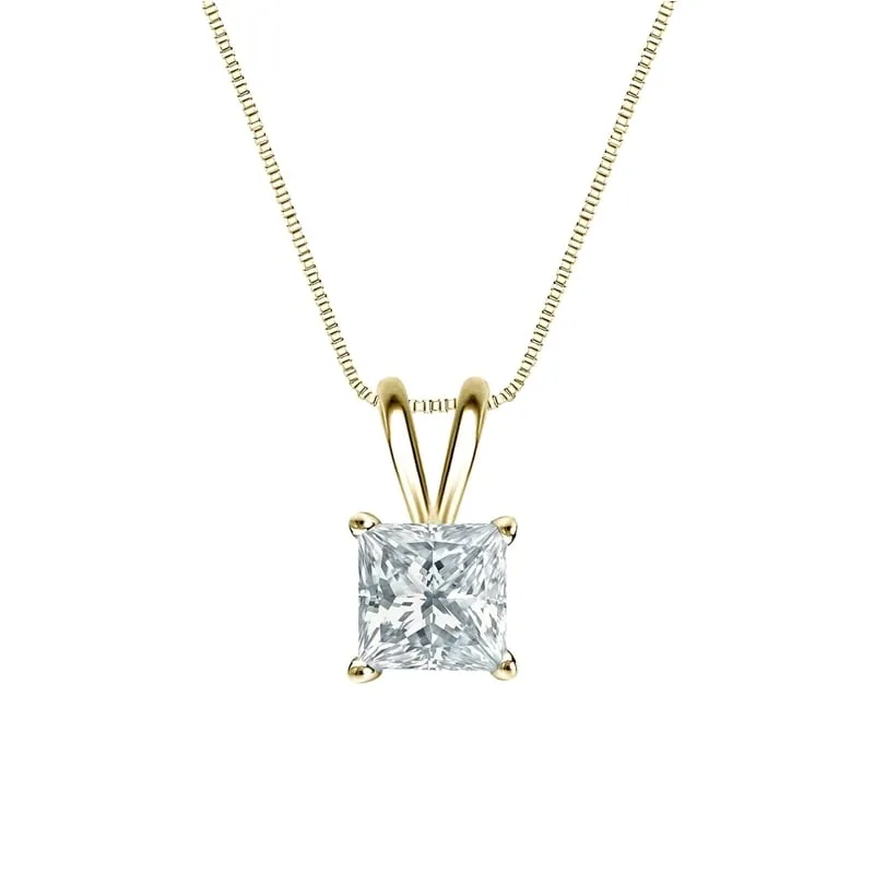Auriya 18-karat Gold 0.75ctw Princess Solitaire Lab Grown Diamond Necklace 4-Prong Basket (H-I VS) - 0.75 sold by Zulily product image thumbnail 2