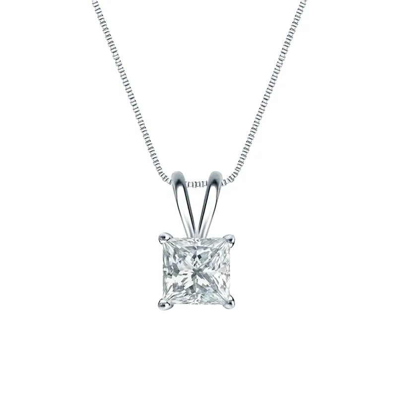 Auriya 18-karat Gold 0.75ctw Princess Solitaire Lab Grown Diamond Necklace 4-Prong Basket (H-I VS) - 0.75 sold by Zulily