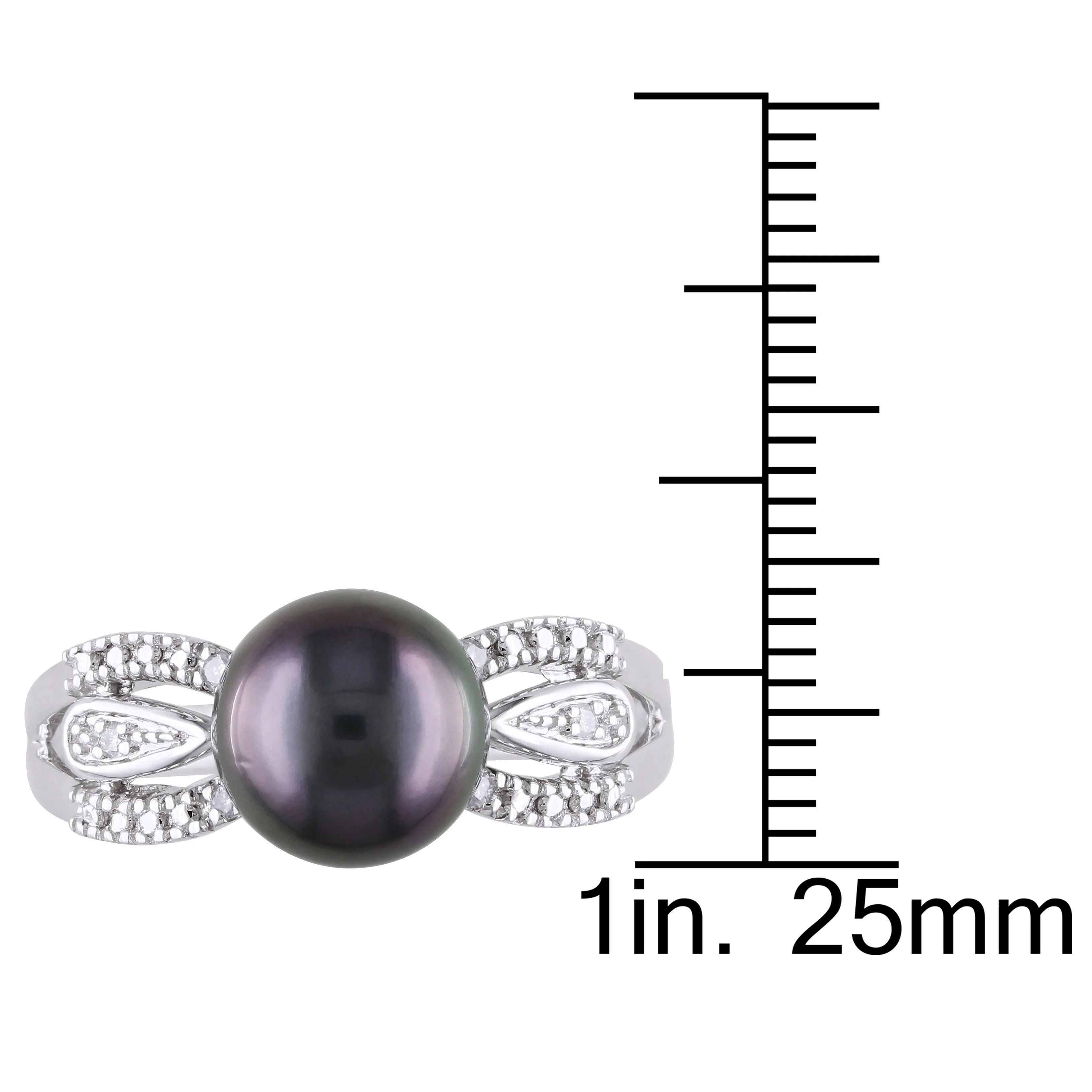 Miadora 9-9.5mm Black Tahitian Pearl and Diamond Split Shank Ring in Sterling Silver sold by Zulily product image thumbnail 4
