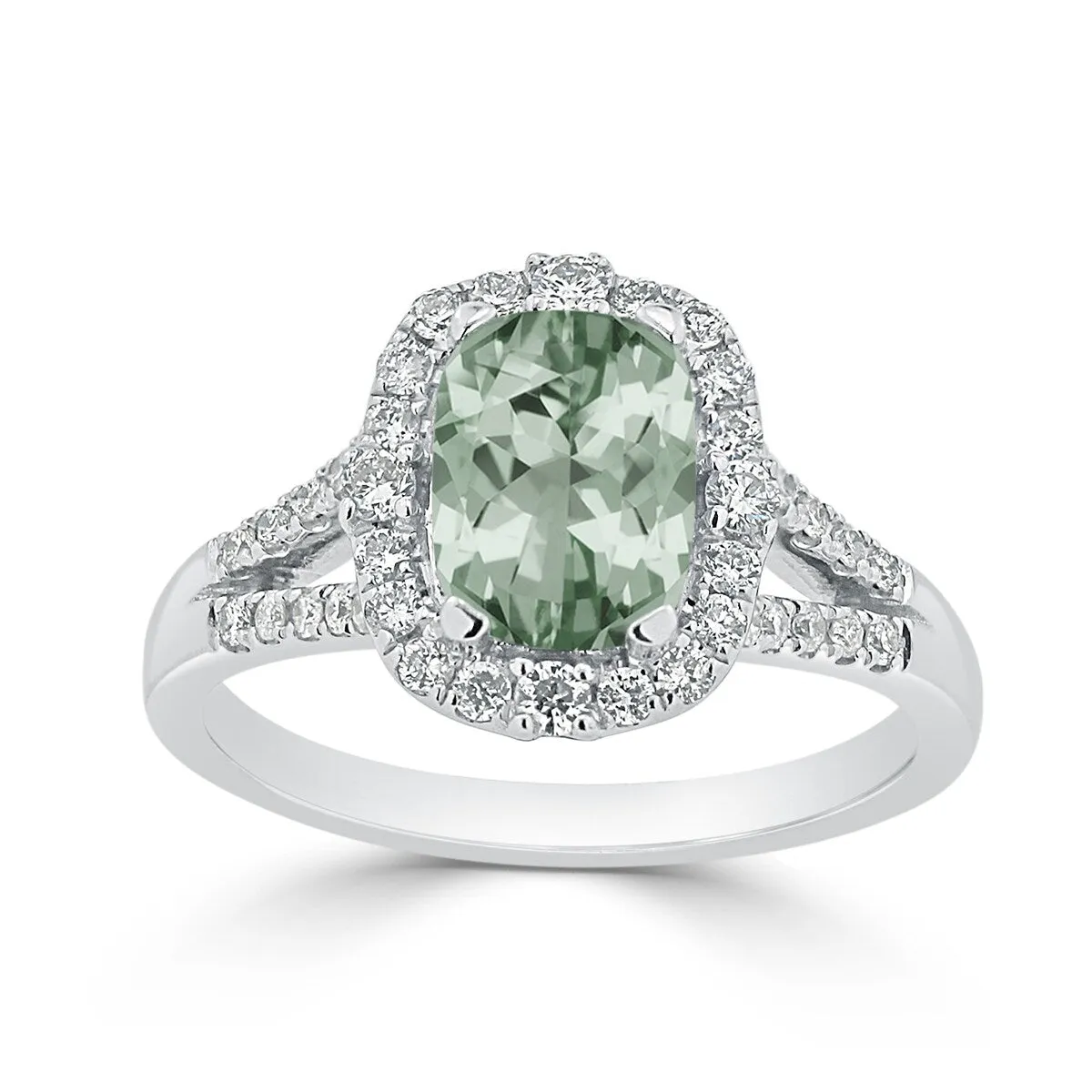 Auriya 1ct Cushion-cut Green Amethyst Halo Diamond Engagement Ring 3/8cttw 14k Gold sold by Zulily product image thumbnail 3