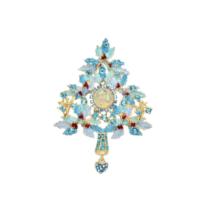 Don't AsK Blue Crystal Christmas Tree Brooch sold by Zulily