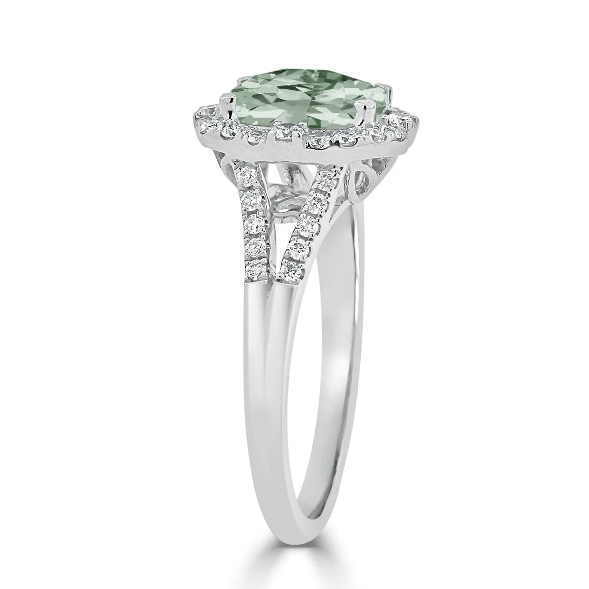 Auriya 1ct Cushion-cut Green Amethyst Halo Diamond Engagement Ring 3/8cttw 14k Gold sold by Zulily product image thumbnail 4