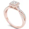 De Couer 10k Rose Gold 1/2ct TDW Diamond Halo Engagement Ring - Pink sold by Zulily