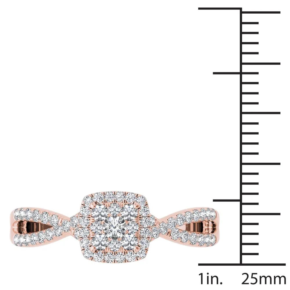 De Couer 10k Rose Gold 1/2ct TDW Diamond Halo Engagement Ring - Pink sold by Zulily product image thumbnail 4