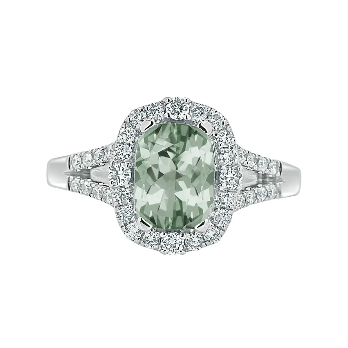 Auriya 1ct Cushion-cut Green Amethyst Halo Diamond Engagement Ring 3/8cttw 14k Gold sold by Zulily product image thumbnail 2
