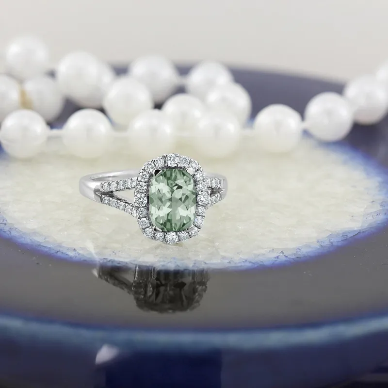 Auriya 1ct Cushion-cut Green Amethyst Halo Diamond Engagement Ring 3/8cttw 14k Gold sold by Zulily