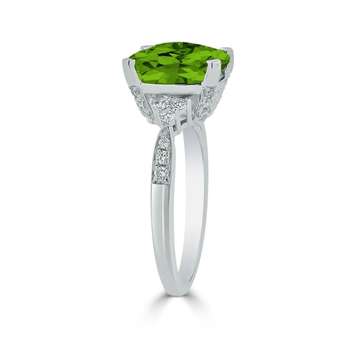 Auriya 1 1/5ct Fancy Cushion Peridot and Diamond Engagement Ring 1/4ctw 14k Gold sold by Zulily product image thumbnail 4
