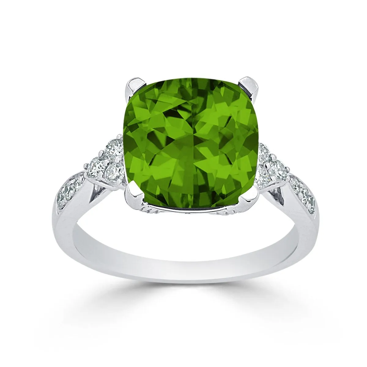 Auriya 1 1/5ct Fancy Cushion Peridot and Diamond Engagement Ring 1/4ctw 14k Gold sold by Zulily product image thumbnail 3