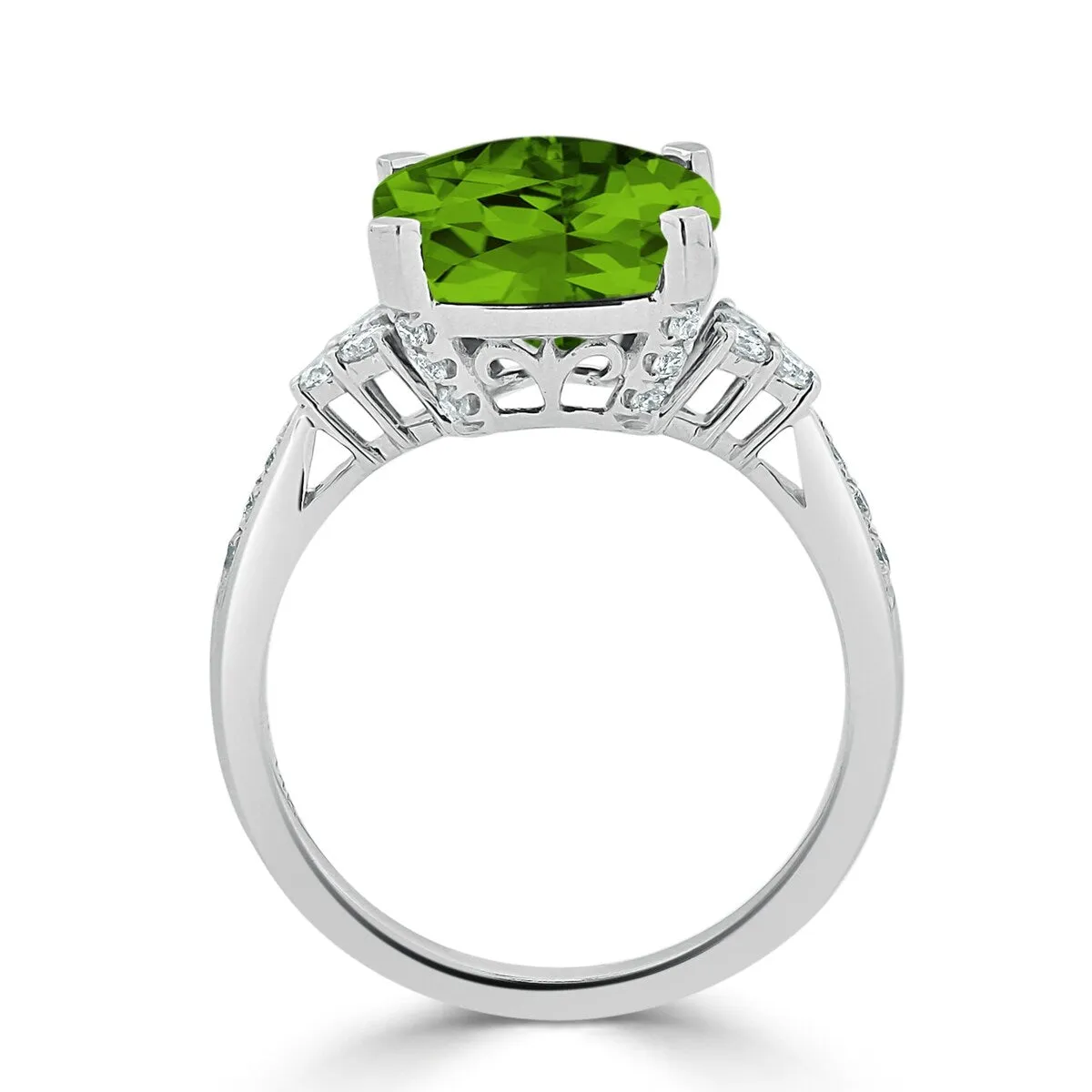 Auriya 1 1/5ct Fancy Cushion Peridot and Diamond Engagement Ring 1/4ctw 14k Gold sold by Zulily product image thumbnail 5