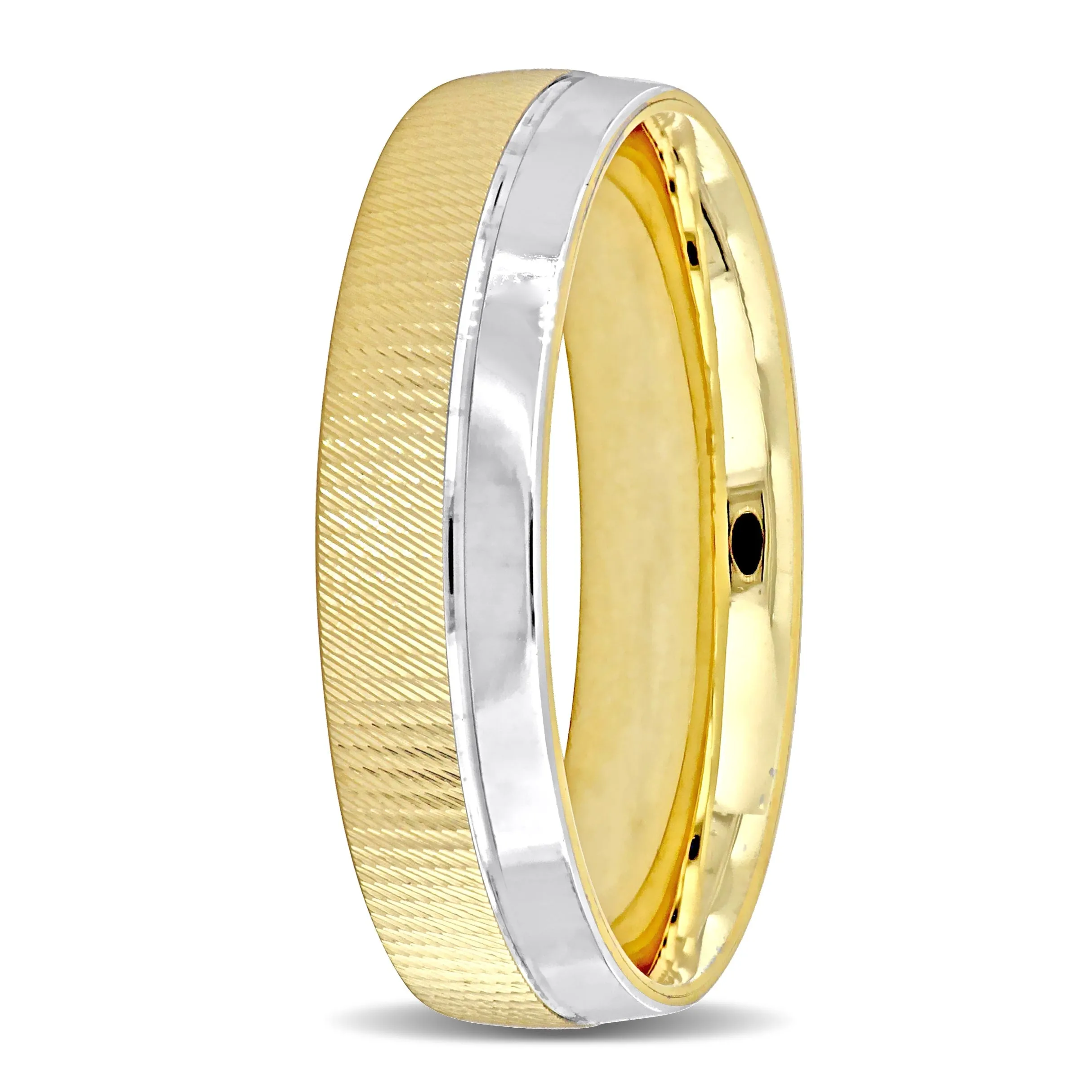 Miadora 6 mm Mens Wedding Band in Two-Tone 14k Yellow and White Gold sold by Zulily product image thumbnail 2
