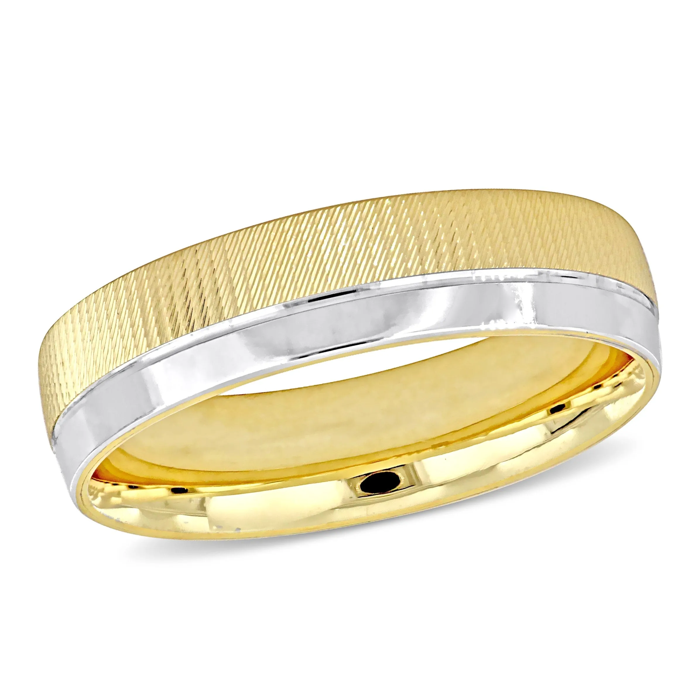 Miadora 6 mm Mens Wedding Band in Two-Tone 14k Yellow and White Gold sold by Zulily