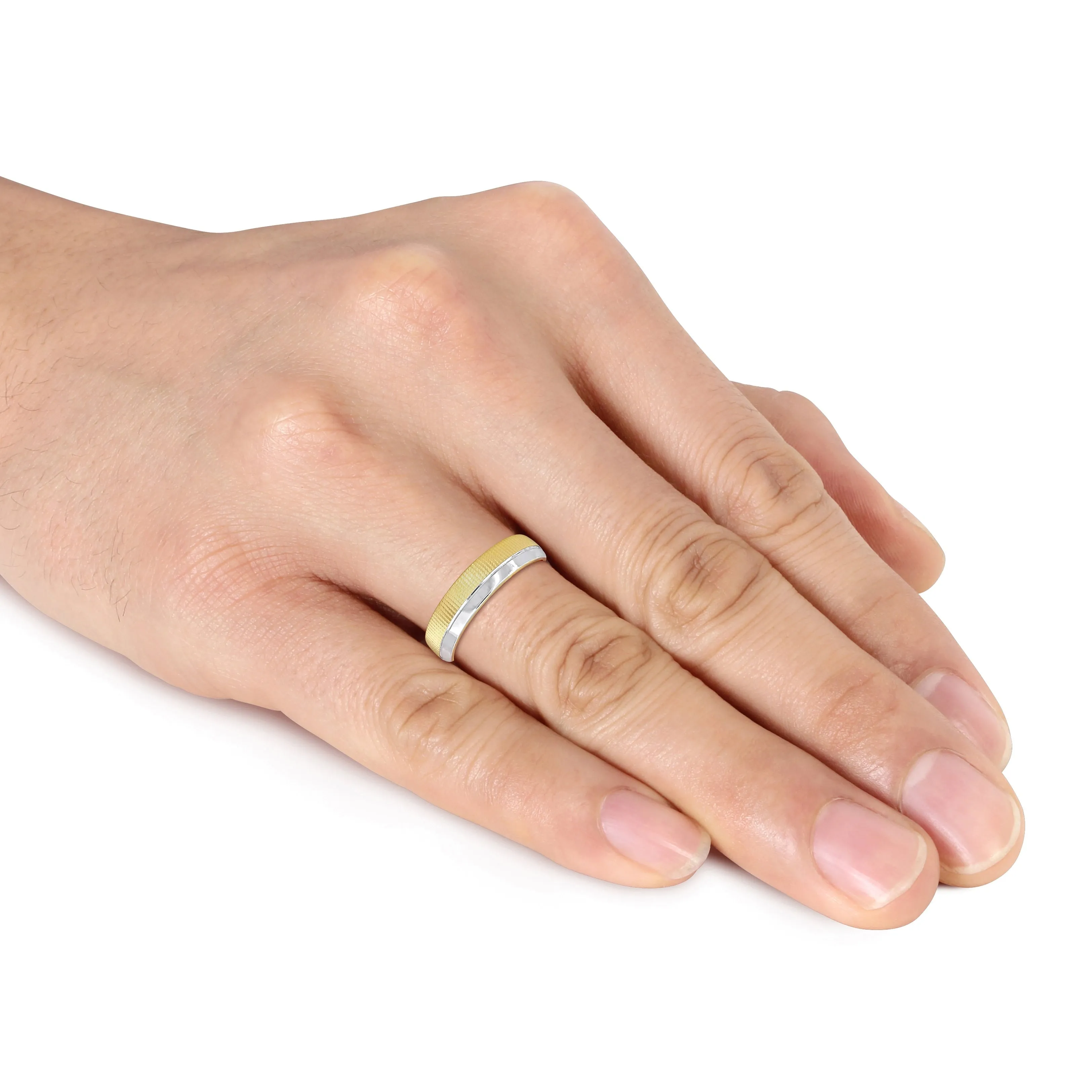 Miadora 6 mm Mens Wedding Band in Two-Tone 14k Yellow and White Gold sold by Zulily product image thumbnail 4