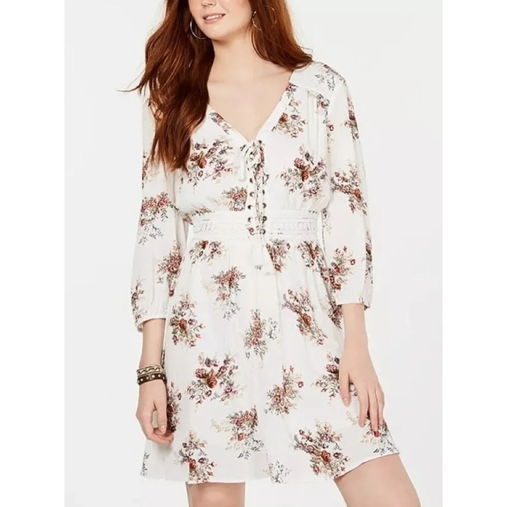 American Rag Junior's Printed Lace Up Dress White Size Medium sold by Zulily