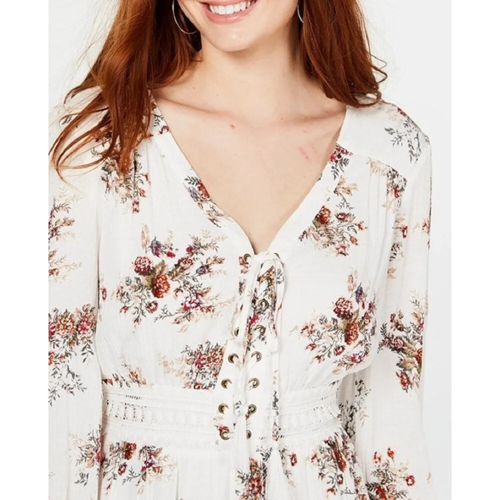 American Rag Junior's Printed Lace Up Dress White Size Medium sold by Zulily product image thumbnail 3