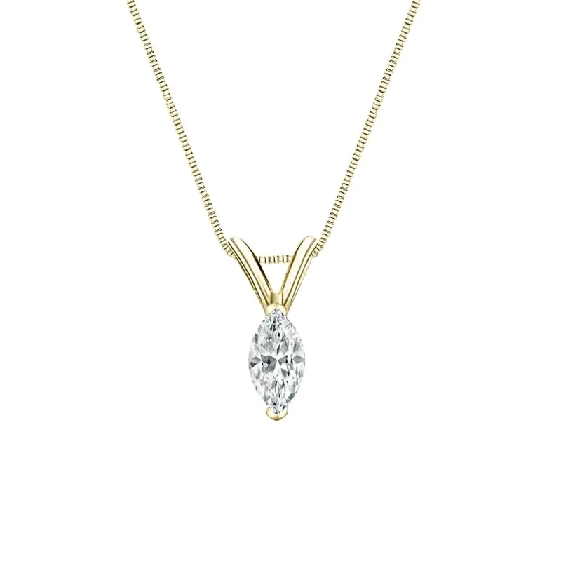 Auriya 18-karat Gold 0.25ctw Marquise Solitaire Lab Grown Diamond Necklace V-End Prong (F-G VS) - 0.25 sold by Zulily product image thumbnail 2