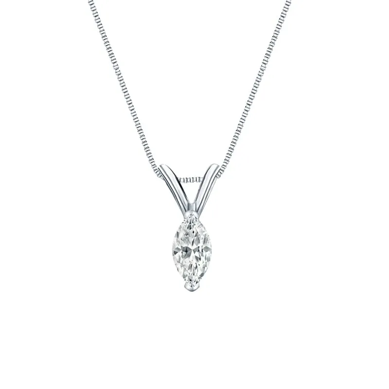 Auriya 18-karat Gold 0.25ctw Marquise Solitaire Lab Grown Diamond Necklace V-End Prong (F-G VS) - 0.25 sold by Zulily