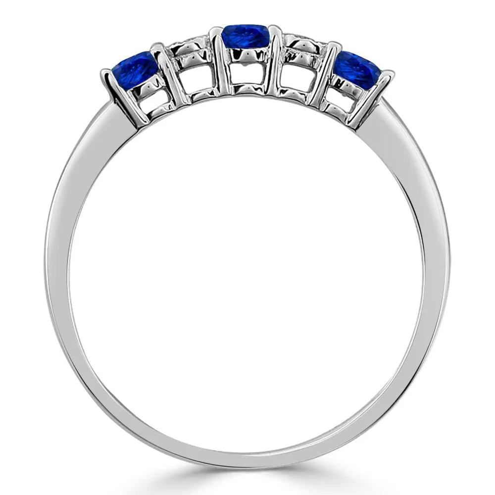Auriya 10k Gold 1/3ctw 5 Stone Blue Sapphire Gem and Diamond Wedding Band sold by Zulily product image thumbnail 2