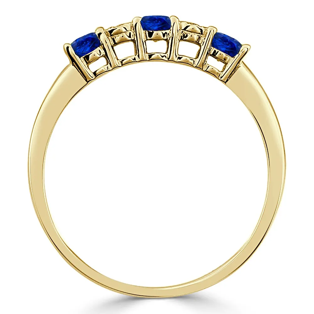Auriya 10k Gold 1/3ctw 5 Stone Blue Sapphire Gem and Diamond Wedding Band sold by Zulily product image thumbnail 5