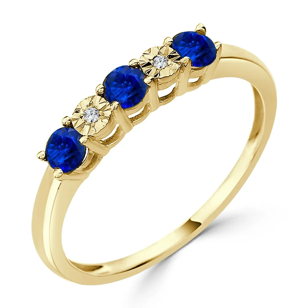 Auriya 10k Gold 1/3ctw 5 Stone Blue Sapphire Gem and Diamond Wedding Band sold by Zulily product image thumbnail 4