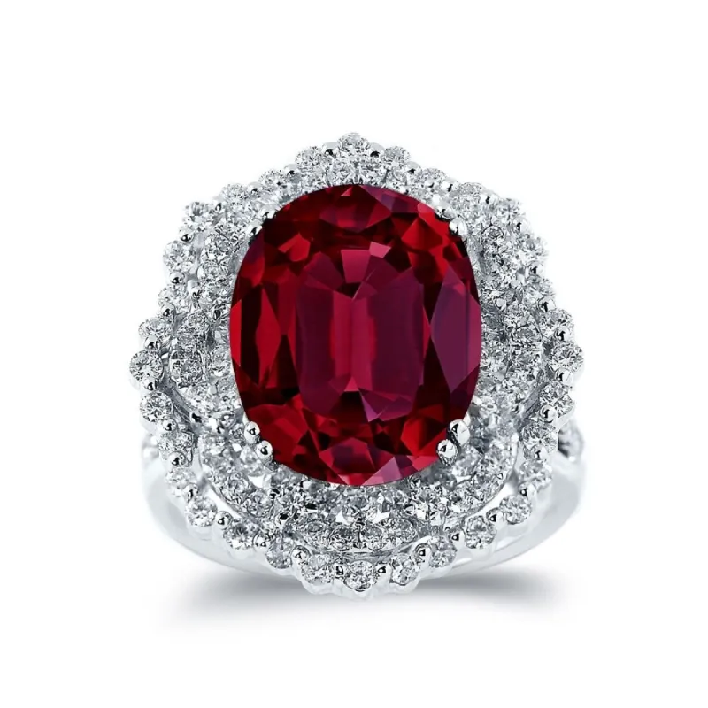 Auriya Unique 9 1/4ct Oval Red Ruby Halo Diamond Ring 1 1/3ctw 18K Gold sold by Zulily