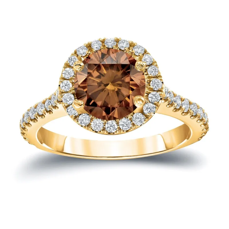Auriya 14k Gold 2 2/5ctw Halo Brown Diamond Engagement Ring sold by Zulily
