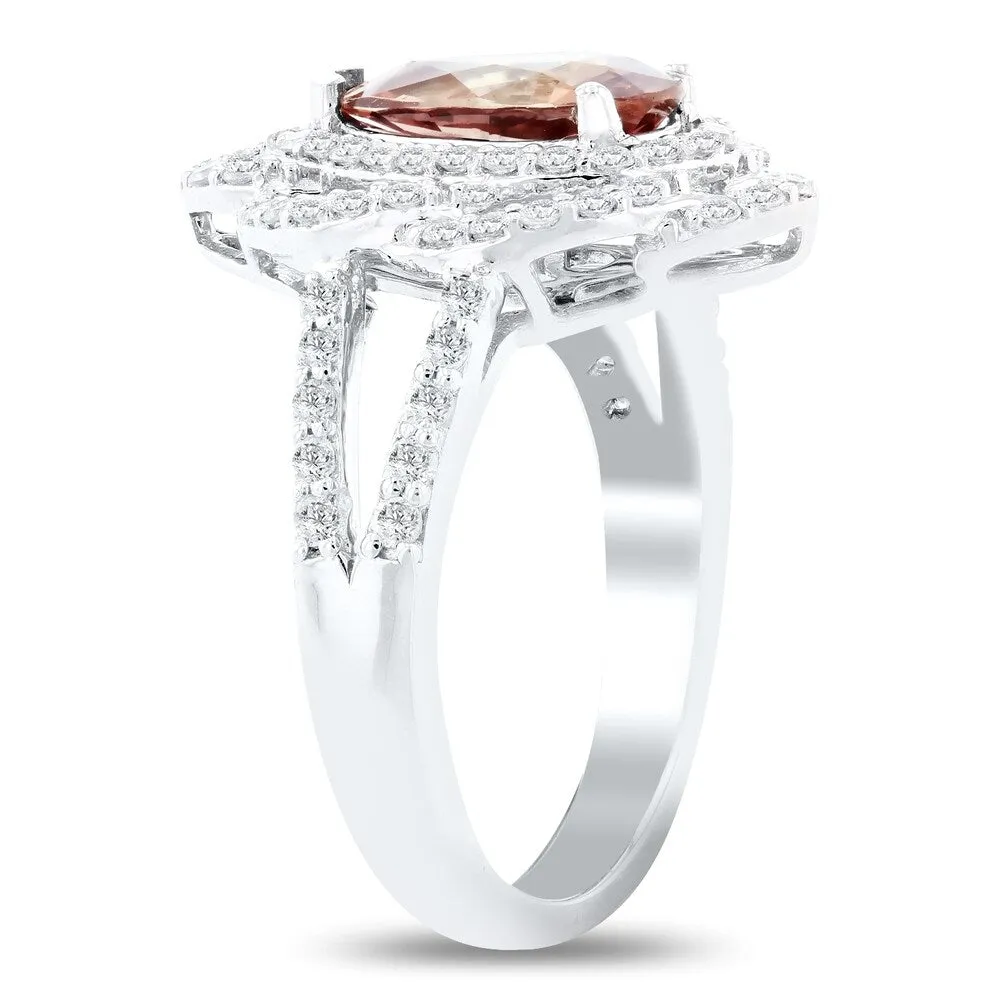 Auriya 14k White Gold Certified 1 3/4ct Pear-Shaped Rare Pink Sapphire and 5/8ct TDW Diamond Halo Engagement Ring sold by Zulily product image thumbnail 3