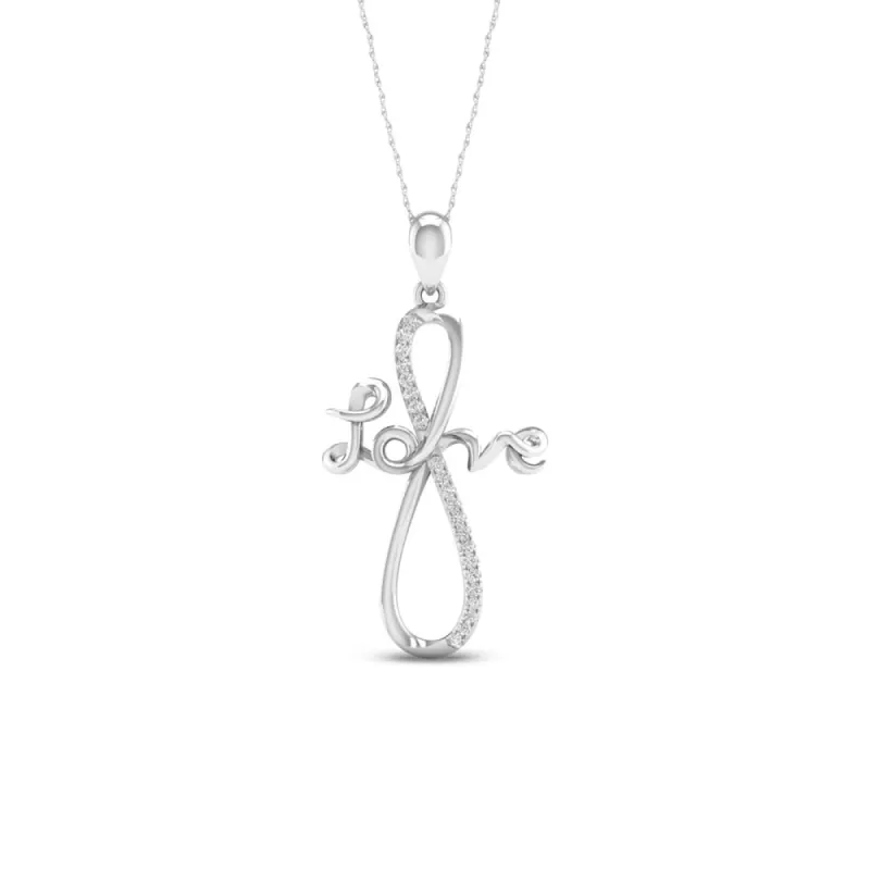 De Couer 10k White Gold 1/20ct TDW Diamond Love Infinity Necklace sold by Zulily